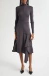 Israella Kobla Siham Long Sleeve Fit & Flare Midi Dress In Gray