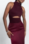 Israella Kobla Terasu Cutout Mock Neck Sleeveless Top In Burgundy