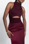 Israella Kobla Terasu Cutout Mock Neck Sleeveless Top In Burgundy