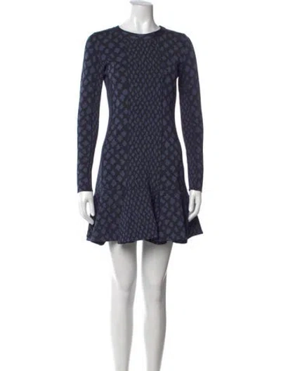 Pre-owned Issa Animal Print Mini Dress In Blue