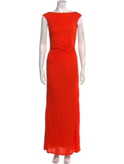 Pre-owned Issa Bateau Neckline Long Dress In Orange