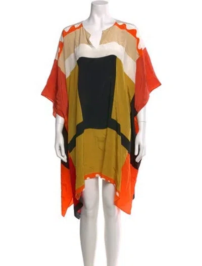 Pre-owned Issa Colorblock Pattern Knee-length Dress In Orange