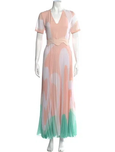 Pre-owned Issa Colorblock Pattern Long Dress In Multi