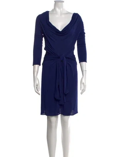 Pre-owned Issa Cowl Neck Knee-length Dress In Blue