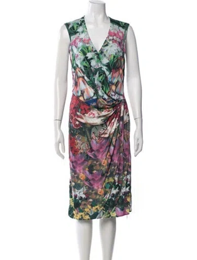 Pre-owned Issa Floral Print Knee-length Dress In Green