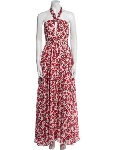Pre-owned Issa Floral Print Long Dress In Red