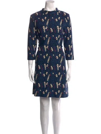 Pre-owned Issa Floral Print Mini Dress In Blue