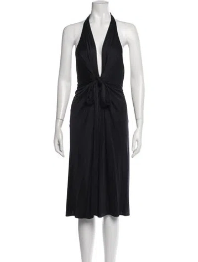 Pre-owned Issa Halterneck Midi Length Dress In Black