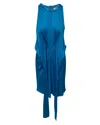 Issa London Blue Silk Drape Belt Dress In Blue