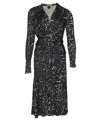 Issa Long Sleeve Wrap Dress In Black Print Silk