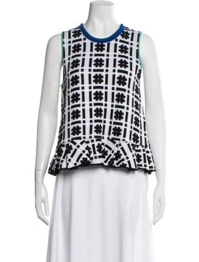 Pre-owned Issa Patterned Crew Neck Top In White