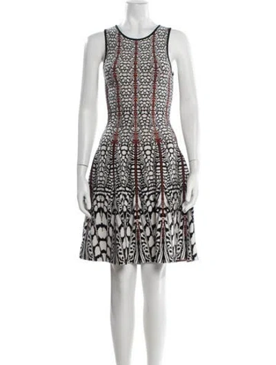 Pre-owned Issa Patterned Mini Dress In Black/white