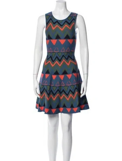 Pre-owned Issa Patterned Mini Dress In Blue