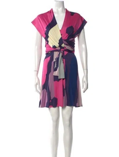 Pre-owned Issa Patterned Mini Dress In Pink