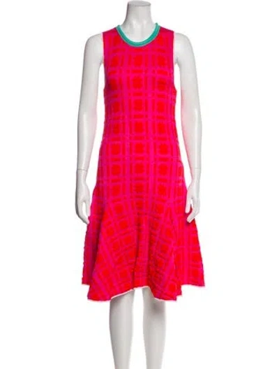 Pre-owned Issa Plaid Print Knee-length Dress In Pink