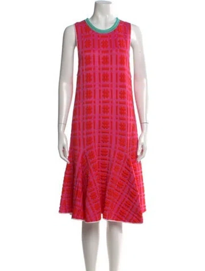 Pre-owned Issa Plaid Print Knee-length Dress In Pink