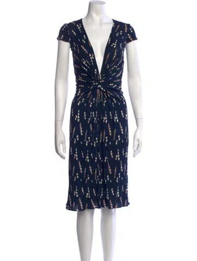 Pre-owned Issa Printed Knee-length Dress In Blue