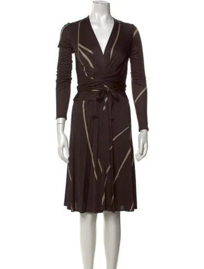 Pre-owned Issa Printed Knee-length Dress In Brown