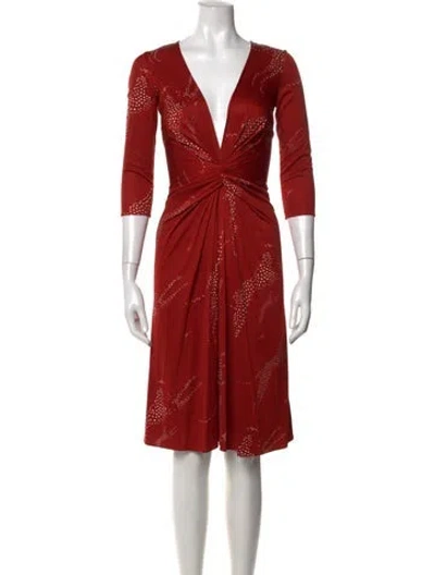 Pre-owned Issa Printed Knee-length Dress In Burgundy