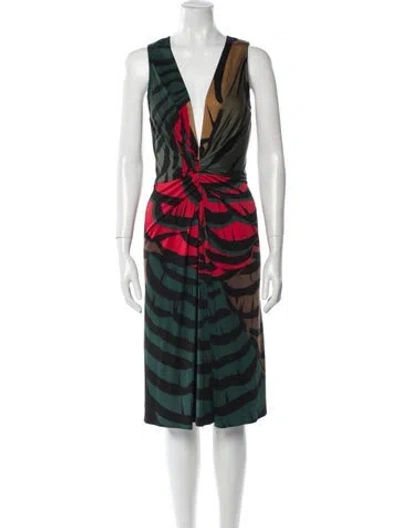 Pre-owned Issa Printed Midi Length Dress In Green