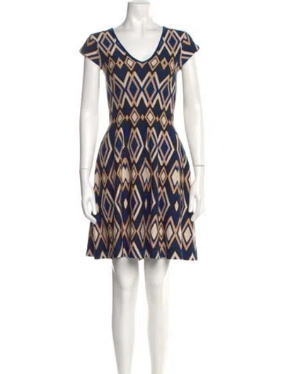 Pre-owned Issa Printed Mini Dress In Blue