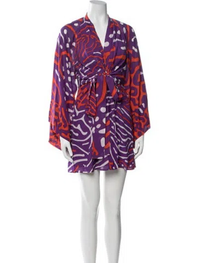 Pre-owned Issa Printed Mini Dress In Purple