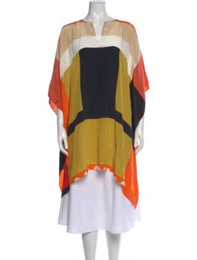 Pre-owned Issa Silk Colorblock Pattern Top In Yellow