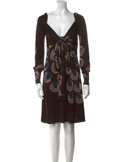 Pre-owned Issa Silk Knee-length Dress In Brown