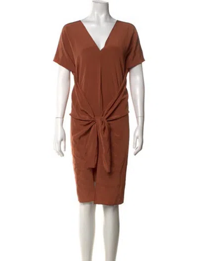 Pre-owned Issa Silk Knee-length Dress In Brown