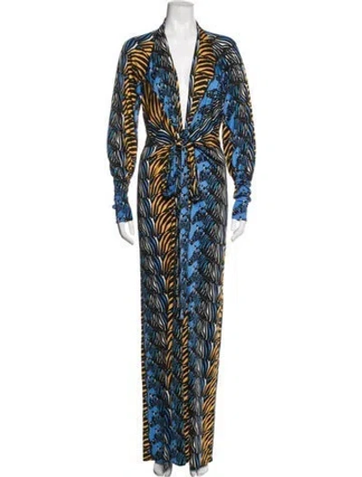 Pre-owned Issa Silk Long Dress In Blue
