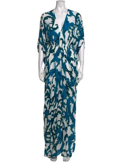 Pre-owned Issa Silk Long Dress In Blue