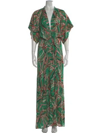 Pre-owned Issa Silk Long Dress In Green