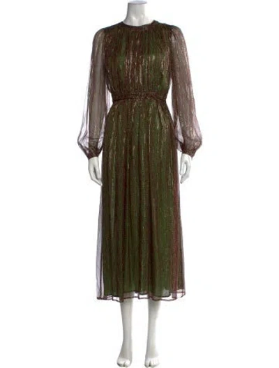 Pre-owned Issa Silk Long Dress In Green
