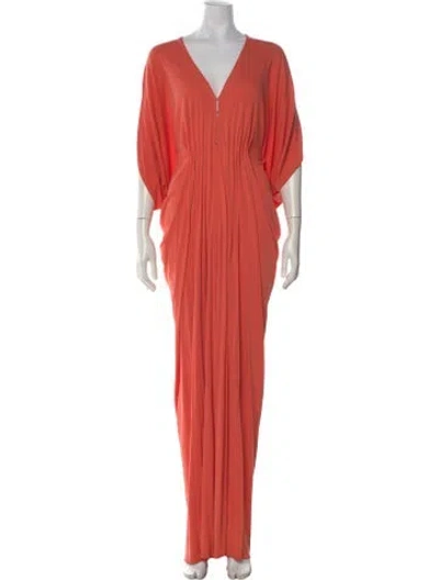 Pre-owned Issa Silk Long Dress In Orange