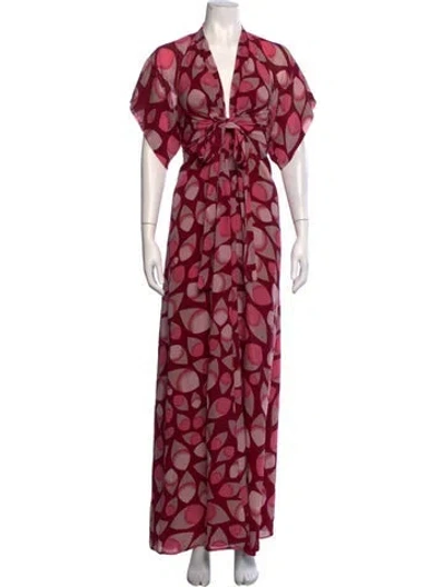 Pre-owned Issa Silk Long Dress In Pink