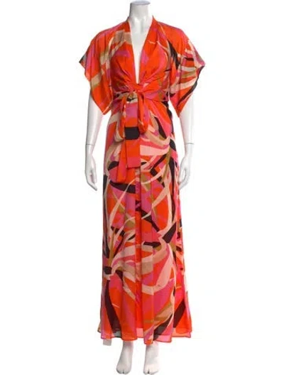 Pre-owned Issa Silk Long Dress W/ Tags In Orange