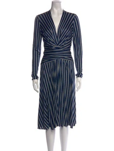 Pre-owned Issa Silk Midi Length Dress In Blue