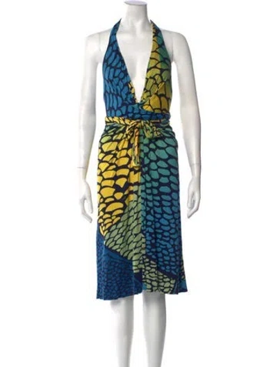 Pre-owned Issa Silk Midi Length Dress In Blue