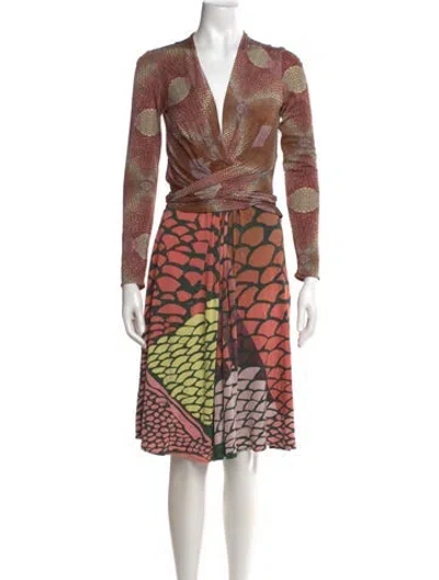 Pre-owned Issa Silk Midi Length Dress In Brown