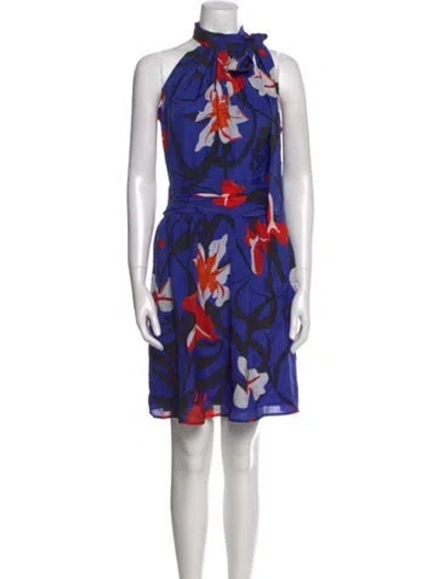 Pre-owned Issa Silk Mini Dress In Blue