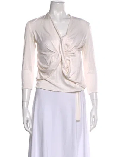 Pre-owned Issa Silk V-neck Blouse In Neutral
