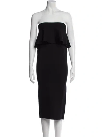 Pre-owned Issa Strapless Knee-length Dress In Black