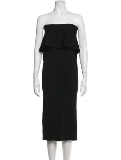 Pre-owned Issa Strapless Midi Length Dress In Black