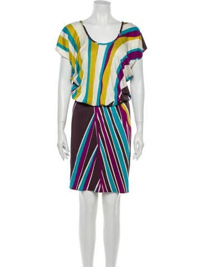 Pre-owned Issa Striped Midi Length Dress In Purple