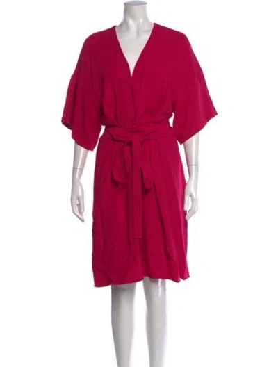Pre-owned Issa V-neck Knee-length Dress In Pink