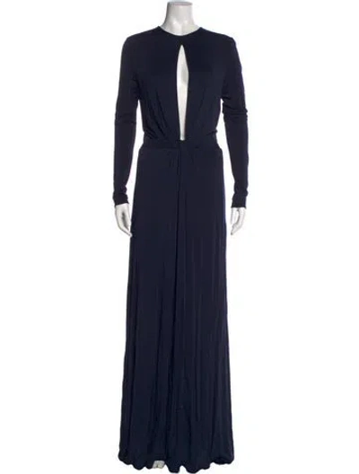 Pre-owned Issa V-neck Long Dress In Blue