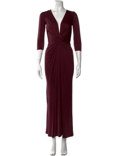 Pre-owned Issa V-neck Long Dress In Red
