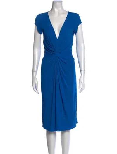 Pre-owned Issa V-neck Midi Length Dress In Blue
