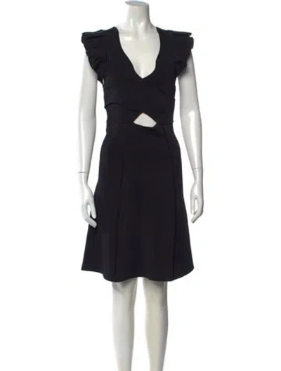Pre-owned Issa V-neck Mini Dress In Black