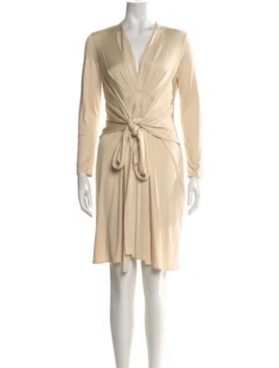 Pre-owned Issa V-neck Mini Dress In Neutral